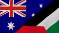 The flags of Australia and Palestine. News, reportage, business background. 3d illustration