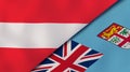 The flags of Austria and Fiji. News, reportage, business background. 3d illustration