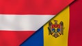 The flags of Austria and Moldova. News, reportage, business background. 3d illustration