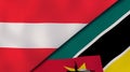The flags of Austria and Mozambique. News, reportage, business background. 3d illustration