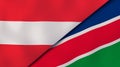 The flags of Austria and Namibia. News, reportage, business background. 3d illustration