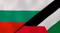 The flags of Bulgaria and Palestine. News, reportage, business background. 3d illustration