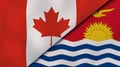 The flags of Canada and Kiribati. News, reportage, business background. 3d illustration