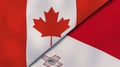 The flags of Canada and Malta. News, reportage, business background. 3d illustration