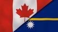 The flags of Canada and Nauru. News, reportage, business background. 3d illustration