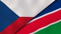 The flags of Czech Republic and Namibia. News, reportage, business background. 3d illustration