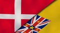 The flags of Denmark and Niue. News, reportage, business background. 3d illustration