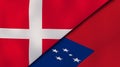 The flags of Denmark and Samoa. News, reportage, business background. 3d illustration