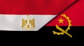 The flags of Egypt and Angola. News, reportage, business background. 3d illustration