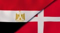 The flags of Egypt and Denmark. News, reportage, business background. 3d illustration