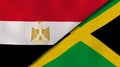 The flags of Egypt and Jamaica. News, reportage, business background. 3d illustration