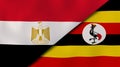 The flags of Egypt and Uganda. News, reportage, business background. 3d illustration