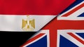 The flags of Egypt and United Kingdom. News, reportage, business background. 3d illustration