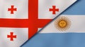 The flags of Georgia and Argentina. News, reportage, business background. 3d illustration