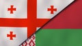 The flags of Georgia and Belarus. News, reportage, business background. 3d illustration