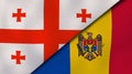 The flags of Georgia and Moldova. News, reportage, business background. 3d illustration