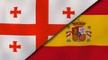 The flags of Georgia and Spain. News, reportage, business background. 3d illustration