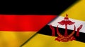 The flags of Germany and Brunei. News, reportage, business background. 3d illustration