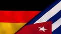 The flags of Germany and Cuba. News, reportage, business background. 3d illustration