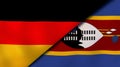 The flags of Germany and Eswatini. News, reportage, business background. 3d illustration
