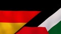 The flags of Germany and Palestine. News, reportage, business background. 3d illustration