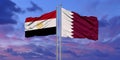 Two states flags of Qatar and Egypt. High quality business background