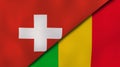 The flags of Switzerland and Mali. News, reportage, business background. 3d illustration