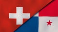 The flags of Switzerland and Panama. News, reportage, business background. 3d illustration