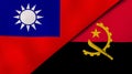 The flags of Taiwan and Angola. News, reportage, business background. 3d illustration