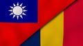 The flags of Taiwan and Chad. News, reportage, business background. 3d illustration