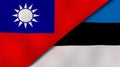 The flags of Taiwan and Estonia. News, reportage, business background. 3d illustration