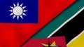 The flags of Taiwan and Mozambique. News, reportage, business background. 3d illustration