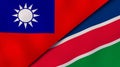 The flags of Taiwan and Namibia. News, reportage, business background. 3d illustration