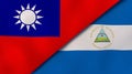 The flags of Taiwan and Nicaragua. News, reportage, business background. 3d illustration