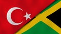 The flags of Turkey and Jamaica. News, reportage, business background. 3d illustration