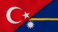 The flags of Turkey and Nauru. News, reportage, business background. 3d illustration