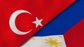The flags of Turkey and Philippines. News, reportage, business background. 3d illustration