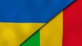 The flags of Ukraine and Mali. News, reportage, business background. 3d illustration