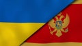 The flags of Ukraine and Montenegro. News, reportage, business background. 3d illustration