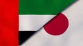 The flags of United Arab Emirates and Japan. News, reportage, business background. 3d illustration Royalty Free Stock Photo