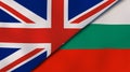 The flags of United Kingdom and Bulgaria. News, reportage, business background. 3d illustration