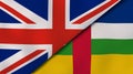 The flags of United Kingdom and Central African Republic. News, reportage, business background. 3d illustration