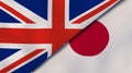 The flags of United Kingdom and Japan. News, reportage, business background. 3d illustration Royalty Free Stock Photo