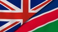 The flags of United Kingdom and Namibia. News, reportage, business background. 3d illustration