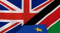 The flags of United Kingdom and South Sudan. News, reportage, business background. 3d illustration