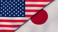 The flags of United States and Japan. News, reportage, business background. 3d illustration Royalty Free Stock Photo