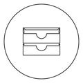 Two stationary paper tray black icon in circle outline Royalty Free Stock Photo