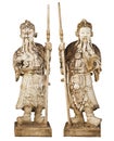Two statues of ancient Chinese warriors isolated on white background Royalty Free Stock Photo