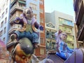 Statues of cartoon characters in Valencia, Spain during the Falles festival