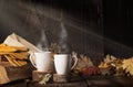 Two Steaming Cups Coffee Royalty Free Stock Photo